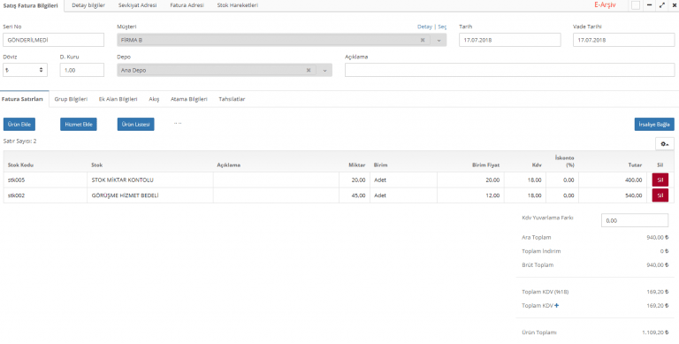 evobulut fatura ekranı